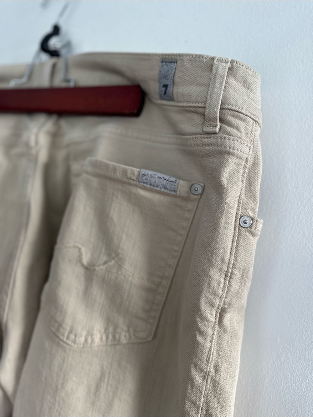 7 For All Mankind Men's Beige Straight Jeans - Neutral Casual Fit